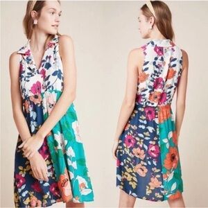 By Anthropologie Dinah Collared Mixed Media Dress